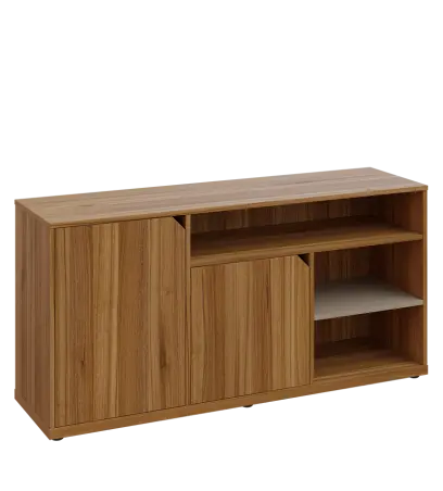 KU2-15DN3 L skříňka nízká 2-dveřová, nika, 740x1522x400, provedení levé, korpus a dvířka ořech světlý/police latte